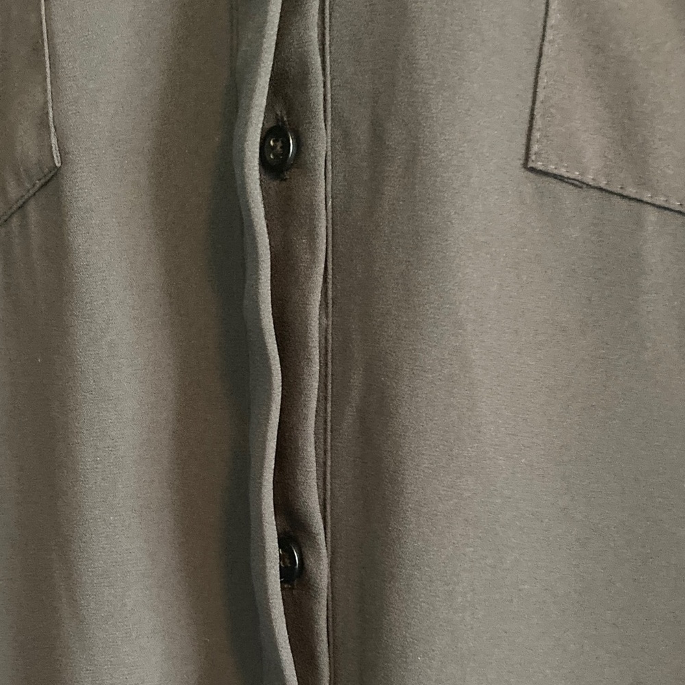 Apt. 9 Black Long Sleeve Hidden Button Down Blouse with Chest Pockets - Picture 3 of 4